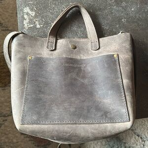 Grey Portland Leather Crossbody Mini Tote